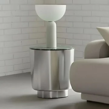 Cangas side table - round - green marble top