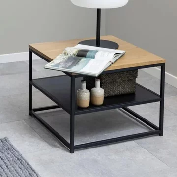 Gila side table - square - oak and black