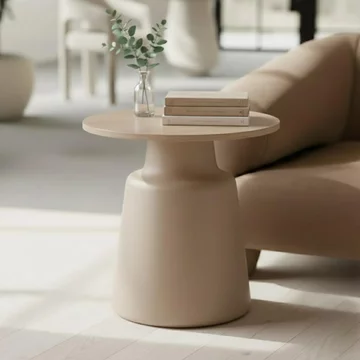 Santorini side table - round - beige ceramic