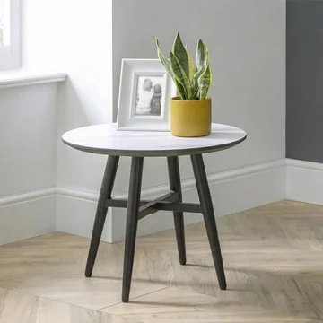 Firenze lamp table - round - white marble effect
