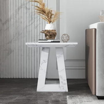 Milan side table - square - white marble