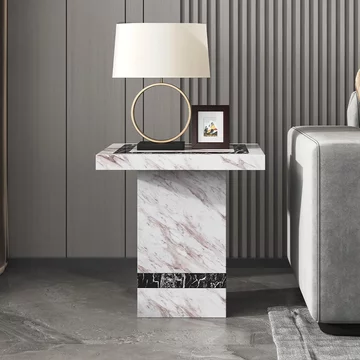 Clearance - rome side table - beige marble
