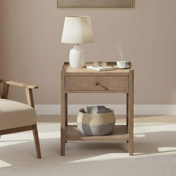 Chesterton side table with drawer natural rattan