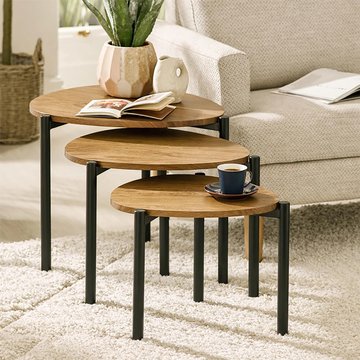 Lorette nest of 3 side tables - teardrop - oak