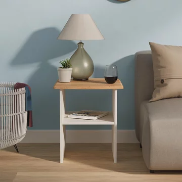 Victoria lamp table - grey and riviera oak