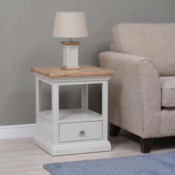Cotswold lamp table - 1 drawer - oak and painted