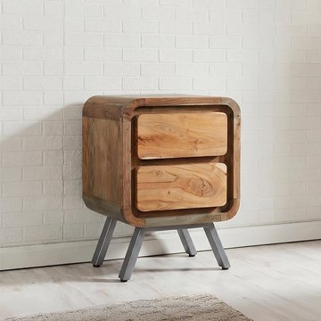 Aspen lamp table - 2 drawer - industrial - reclaimed wood
