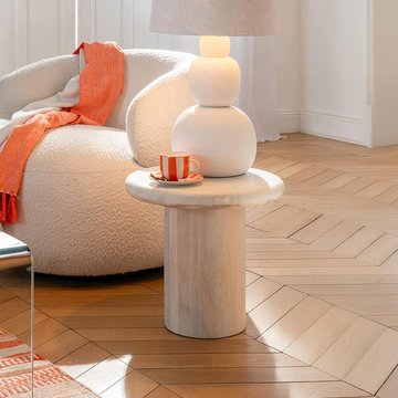 Side table - round - small - off white - marble