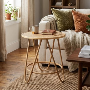 Balia side table - round - small - natural - rattan and bamboo wood