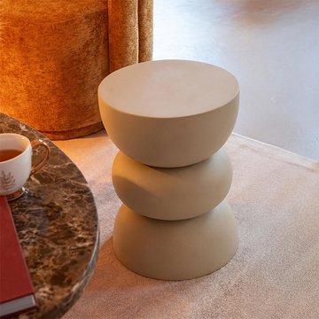 Lise accent table - round - ivory - metal