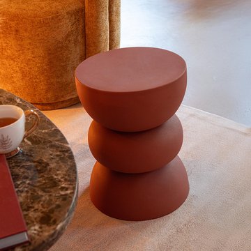 Lise accent table - round - rust orange - metal
