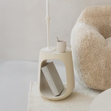Pod side table - round - beige - mango wood