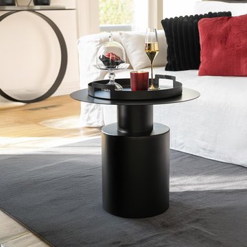 Side table - round - black - metal