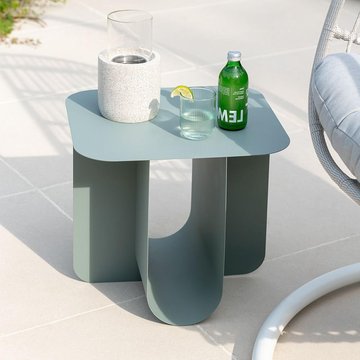 Side table - square - green - metal