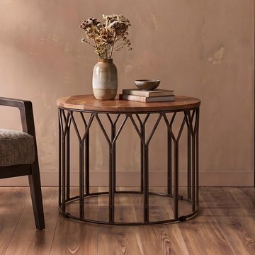 Boho side table - large round - mango wood