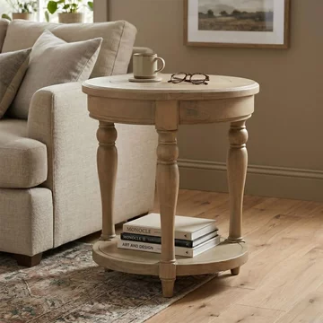 Chateau side table - round - natural - rustic pine