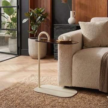 Brix amy side table - oval - beige - glass and metal