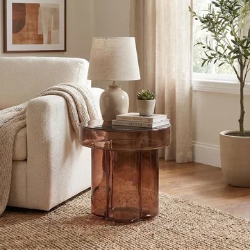 Brix lio side table - round - small - brown - smoked glass