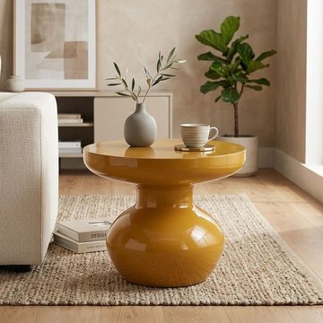 Brix lou side table - round - mustard - metal