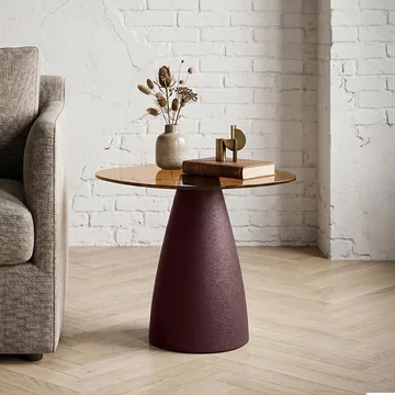 Brix mylon side table - abstract - burgundy - glass and metal