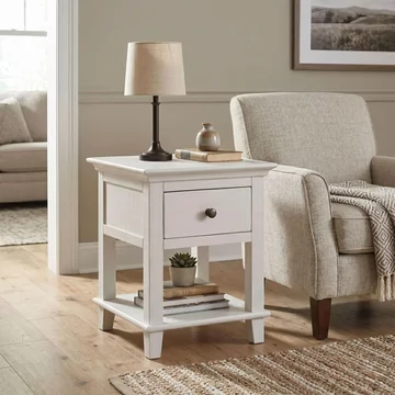 Provence painted end table - 1 drawer - truffle