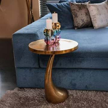 Dolphin end table - round - gold - aluminium