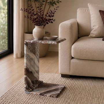 Tovek end table - blush beige - marble