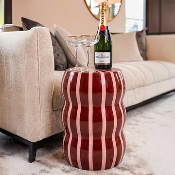 Yalou end table - round - red and pink - metal