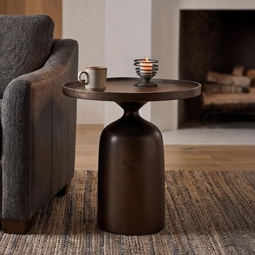 Doha side table - round - bronze - aluminium