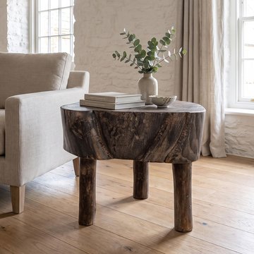 Unique one of a kind - side table - rustic natural - elm wood