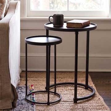 Zurich side table - 2 tier - round - black - metal