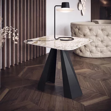 Krystal italian square side table - tent base - ceramic and metal