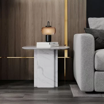 Antonio side table - square - white marble
