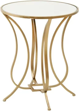 Apex round end table - gold metal and clear glass