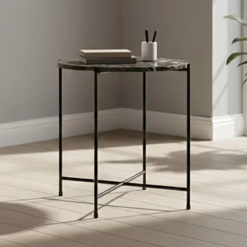 Avila side table - small - round - brown marble