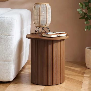 Axel round side table - walnut fluted
