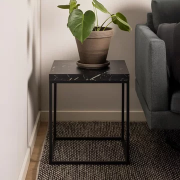 Barossa side table - square - black marble effect