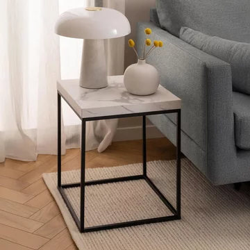 Barossa side table - square - white marble effect