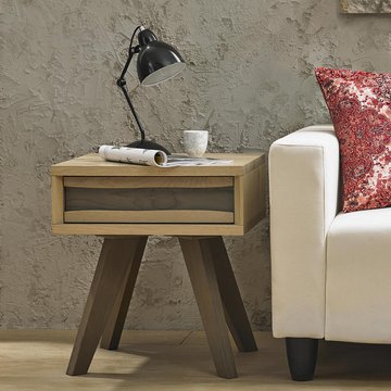 Cadell aged oak lamp table - 1 drawer