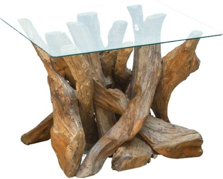 Branchwood lamp table - square - glass top