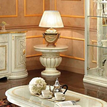 Leonardo italian lamp table - ivory gloss and gold