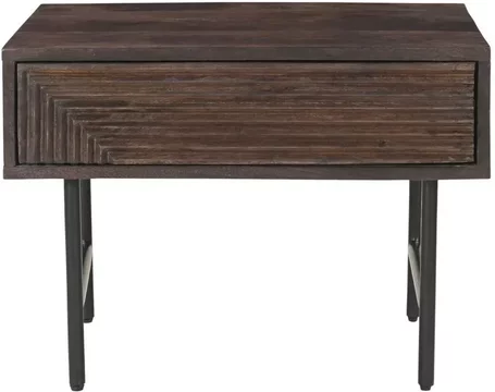 Clearance - highgrove lamp table - walnut finished mango wood - fluted
