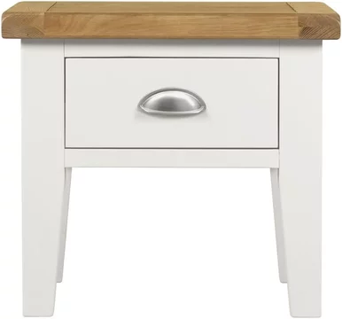 Clearance - lundy white and oak lamp table with 1 storage drawer - a48