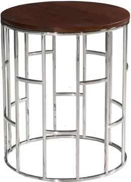 Clearance - zion side table - round - chrome frame - mango wood top