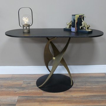 Side table - black metal - oval
