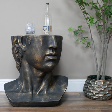 Side table - head style - wood & metal