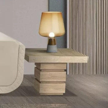 Goya side table - marble top - small square with pedestal base - variation available