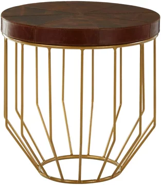 Kensington townhouse side table - round - brown leather