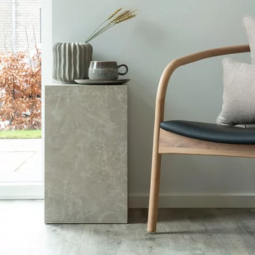 Prague side table - tall - beige marble effect