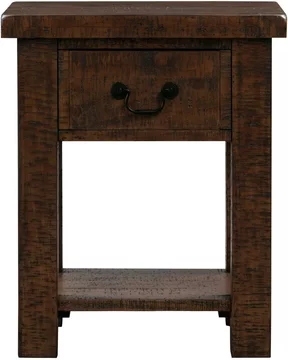 Reclaimed dark pine lamp table - 1 drawer